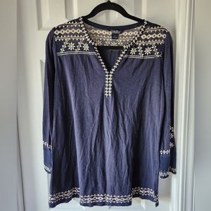 Lucky Brand Embroidered Navy Shirt